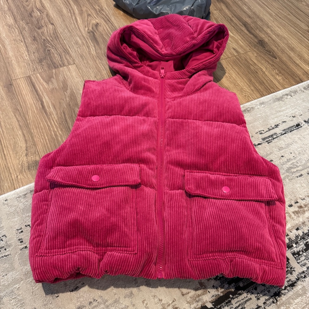 Love Tree Fuchsia Corduroy Hoodie Vest